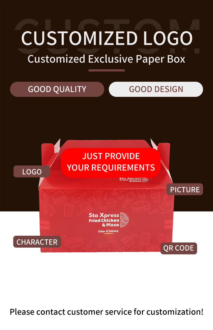 Custom printed logo disposable Compostable take away fried chicken fried food safety packaging paper box manufacture