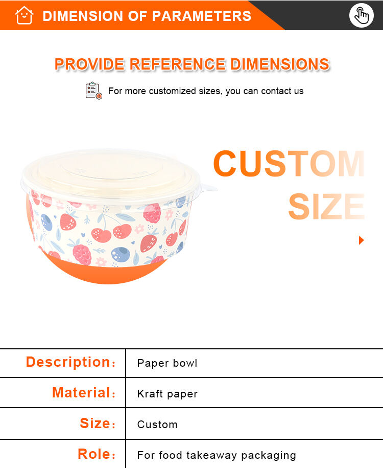 wholesale custom printing disposable biodegradable round bowl  kraft paper bowl with lid for salad food packaging manufacture