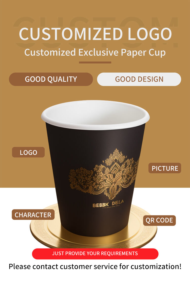 Wholesale Customizable logo waterproof Disposable Double wall black paper cups with lid factory