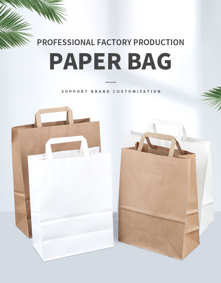 Hot Sale Custom Printing Shopping Packaging Restaurant Coffee Food Takeaway Carry Recycled Brown Kraft Paper Bags manufacture