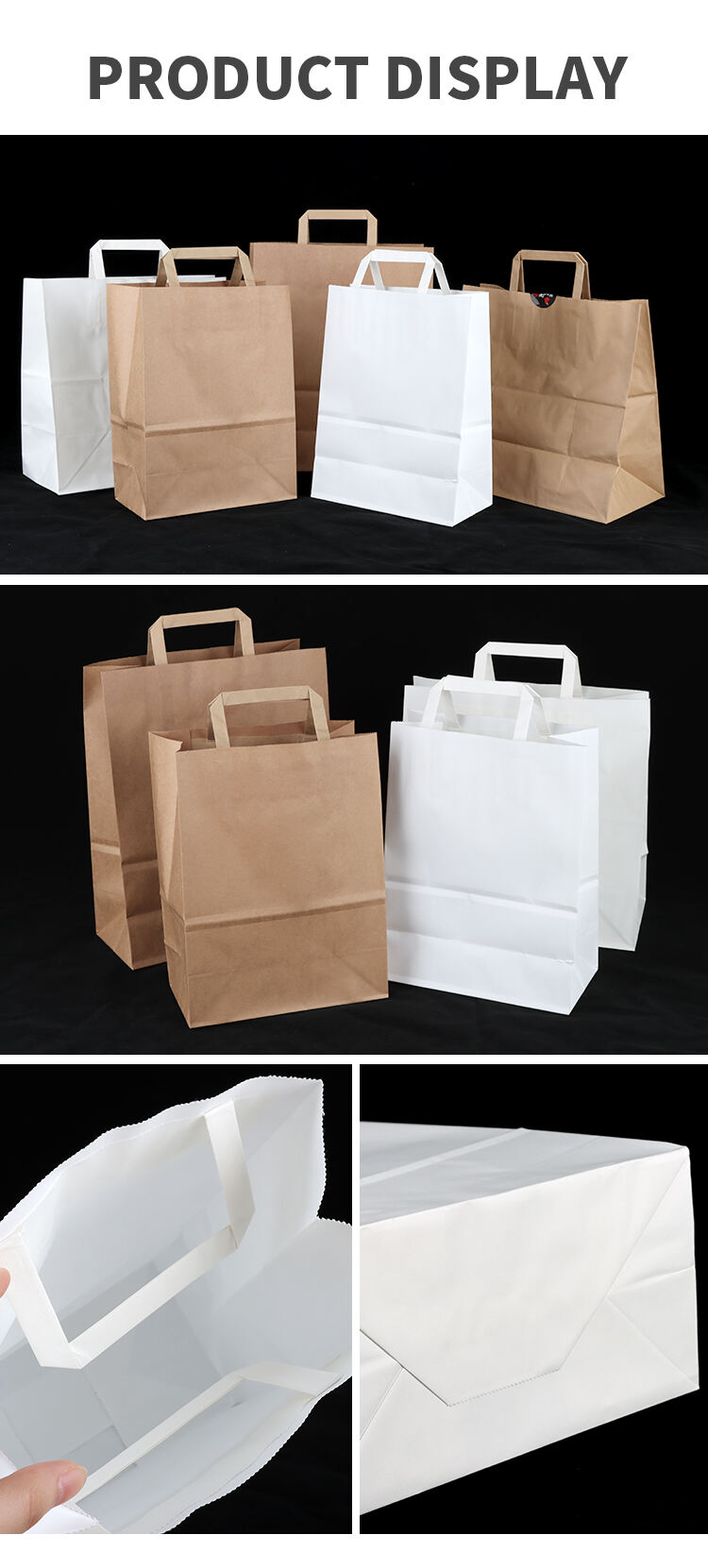 Hot Sale Custom Printing Shopping Packaging Restaurant Coffee Food Takeaway Carry Recycled Brown Kraft Paper Bags supplier