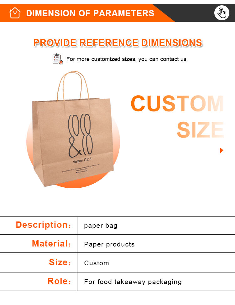 Customized wholesale Disposable recyclable Restaurant takeout food grade shopping paper bag with handle factory