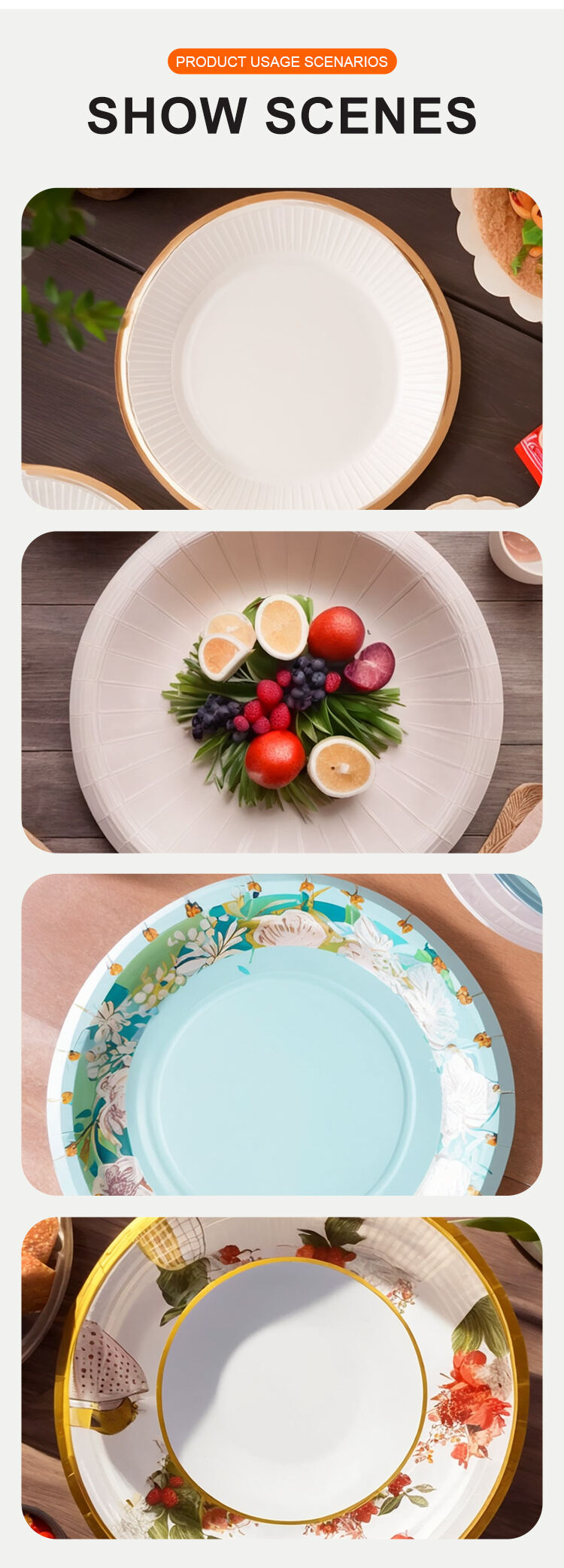 custom disposable biodegradable eco-friendly dinner tea party dessert birthday cake tableware paper plate factory