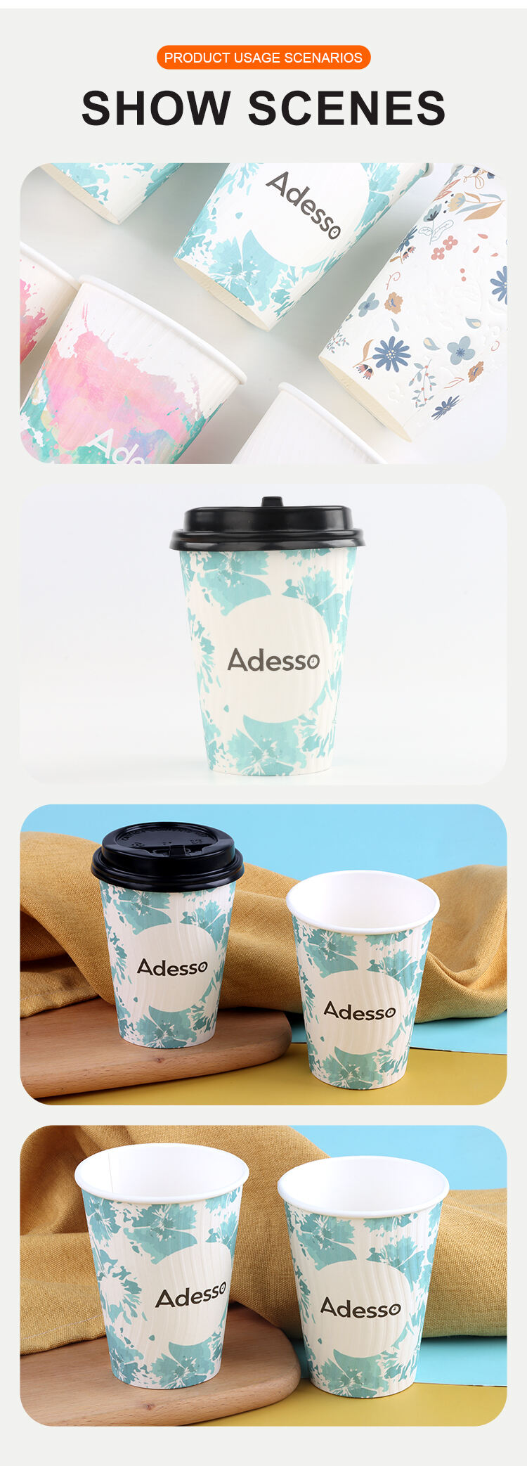 custom buy beverage packaging double wall hydraulic technology disposablehot drinks paper coffee cup with lids factory