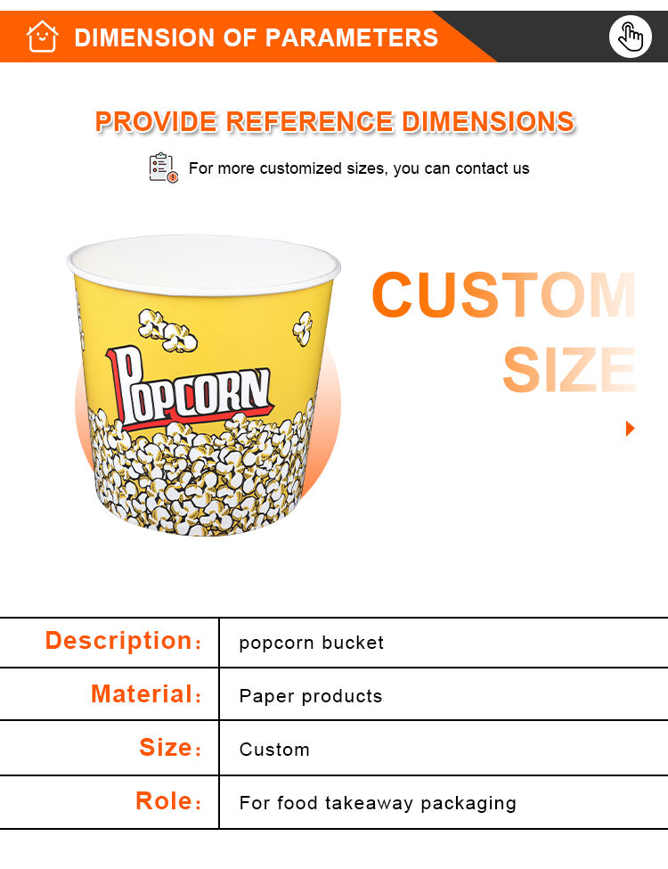 custom design printing recyclable 32 oz 46 oz 64 oz 85 oz oil-proof disposable popcorn paper bucket manufacture