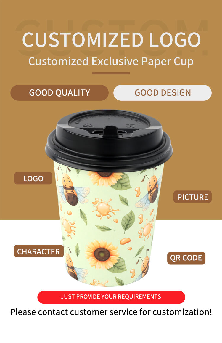 wholesale custom logo biodegradable coffee cups disposable single wall take away paper cup with lids factory