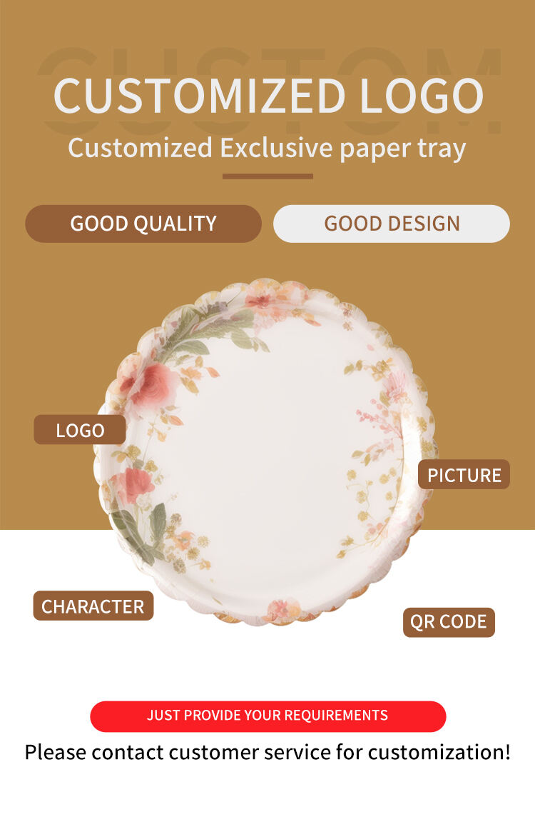 High Quality Custom Printed Biodegradable Food Grade Paper Plates Disposable Tableware Set for Birthday Party supplier