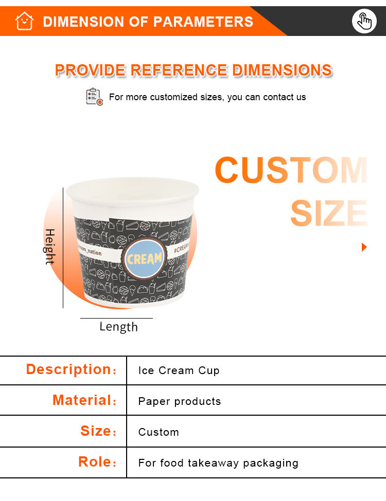 Customized Shape And Color disposable biodegradable ice cream pint containers ice cream cup with lid manufacture