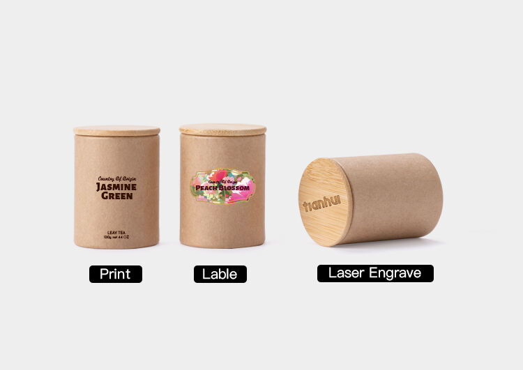 Tianhui Food Grade Mini Kraft Paper Canisters with Bamboo Lid for Nutritional Supplements Storage factory