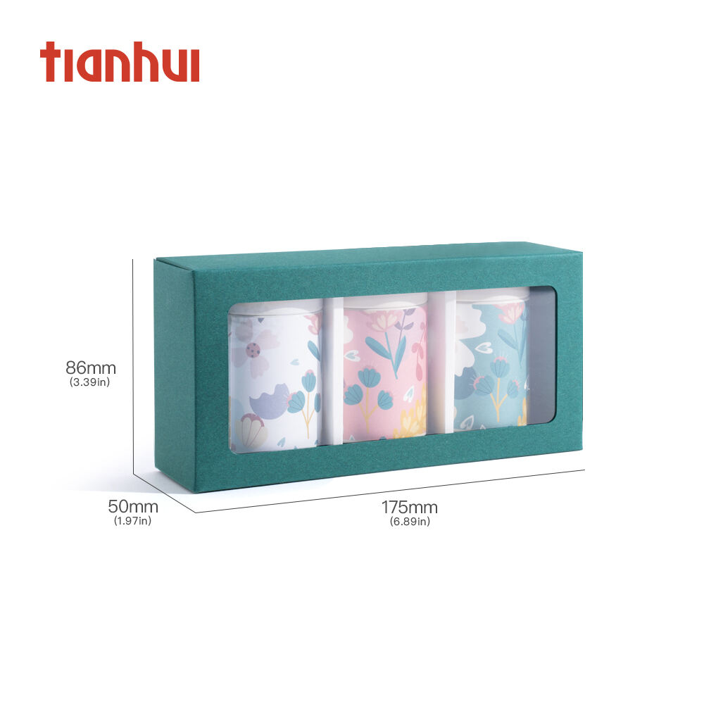 Caixa de janela transparente personalizada Tianhui com caixas de papel de tampa superior para fornecedor de folhas de chá de flores