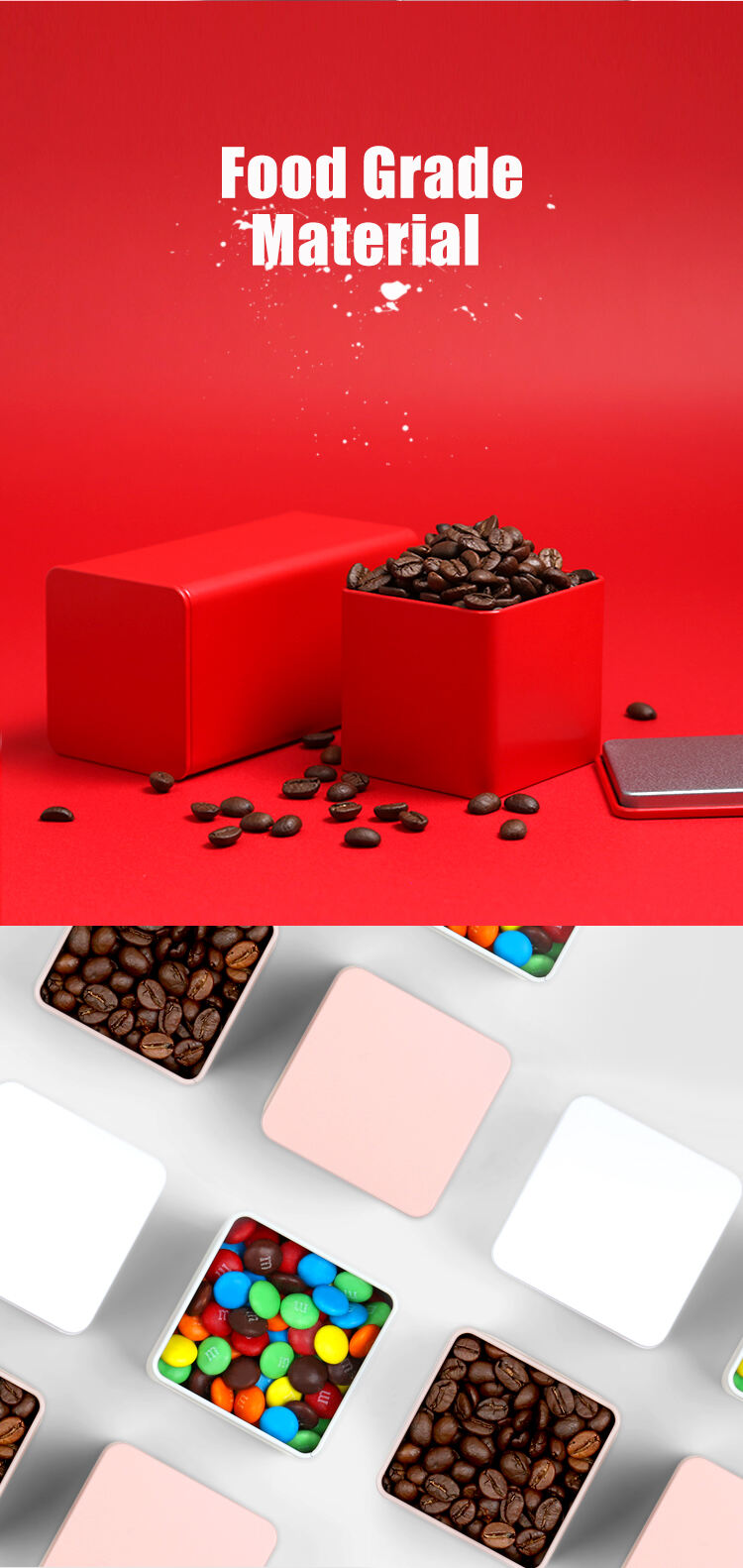 Tianhui Square Metal Coffee Beans Storage Tin Cans Coffee Powder Containers details