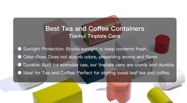 Tianhui Gold Small Metal Cans Tea Container Coffee Tin Can Food Grade Tea Tin Manufacturers supplier