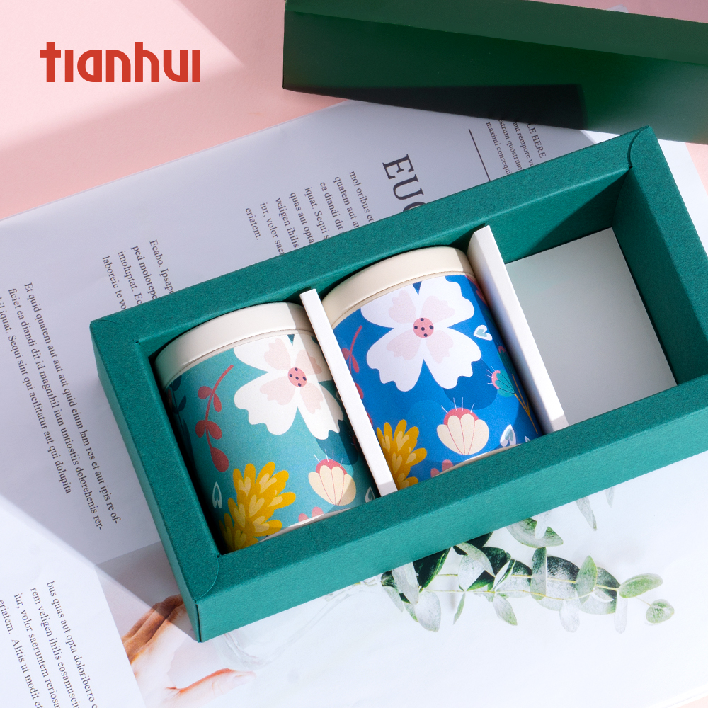 Caixa de janela transparente personalizada Tianhui com caixas de papel de tampa superior para detalhes de folhas de chá de flores