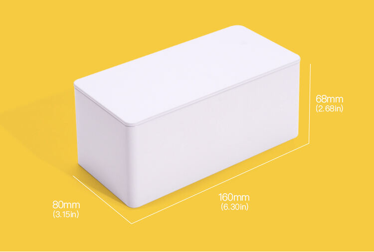 Detalles de la caja de metal rectangular pequeña simple Tianhui para almacenamiento de galletas en bolsitas de té