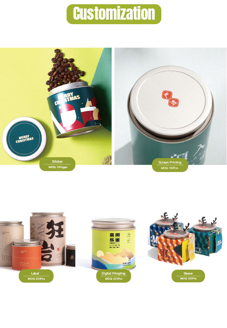 Tianhui Customized Composite Canister with Double Lid Tea Can Eco-friendly Packaging for Coffee Powder Tea Tin details