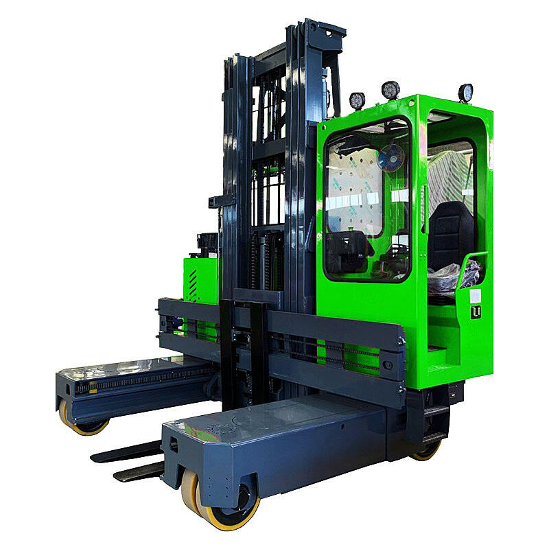 Seated type wide body multi-directional reach truck