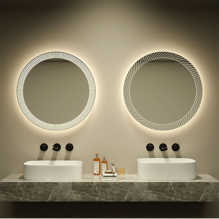 Creative Modern Design Smart Mirror Bathroom Round LED Wall-Mounted Frameless Art Bath Mirrors details