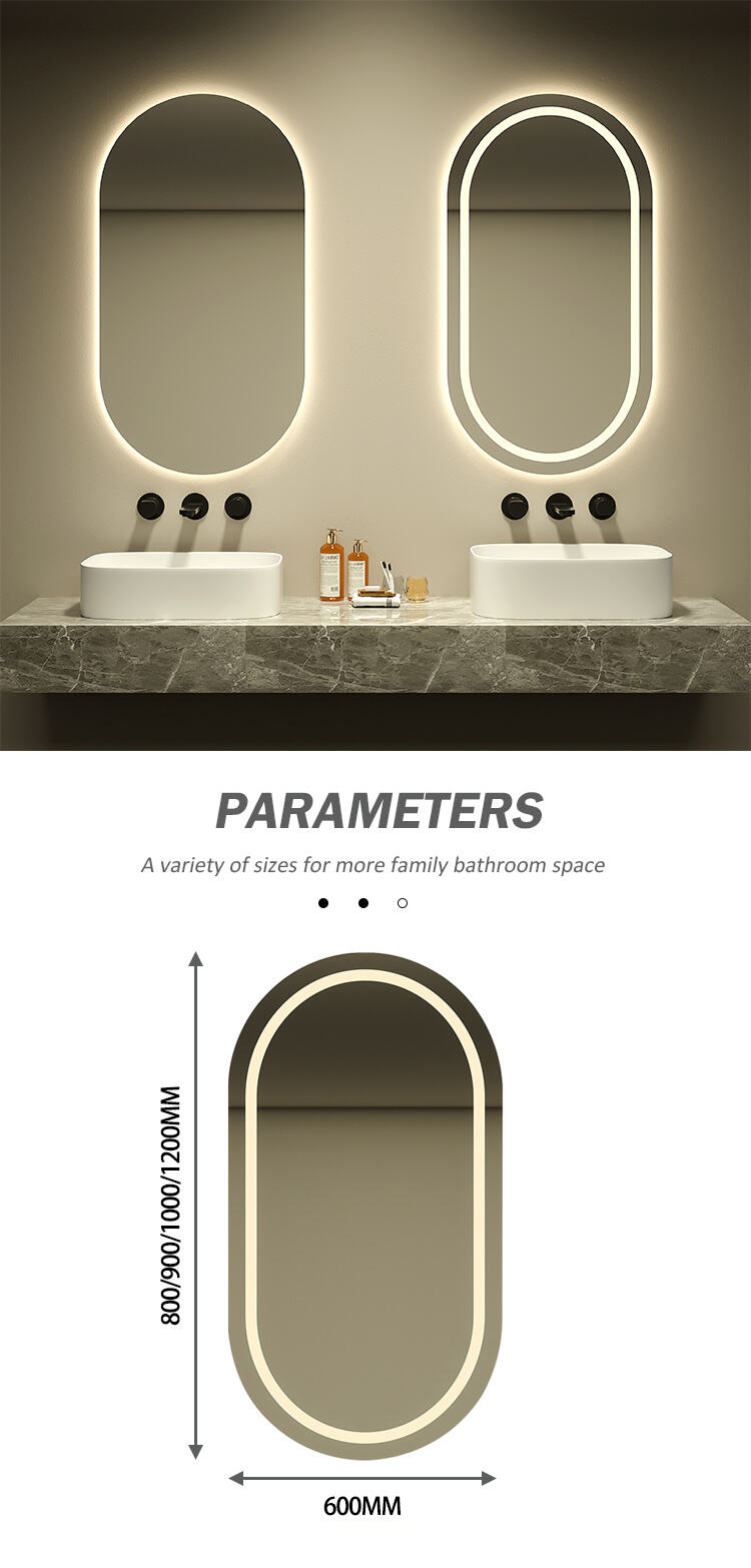 Arch Shape Hotel Smart Wall Mirror With Led Light Adjustable Illuminated Bathroom Mirror manufacture