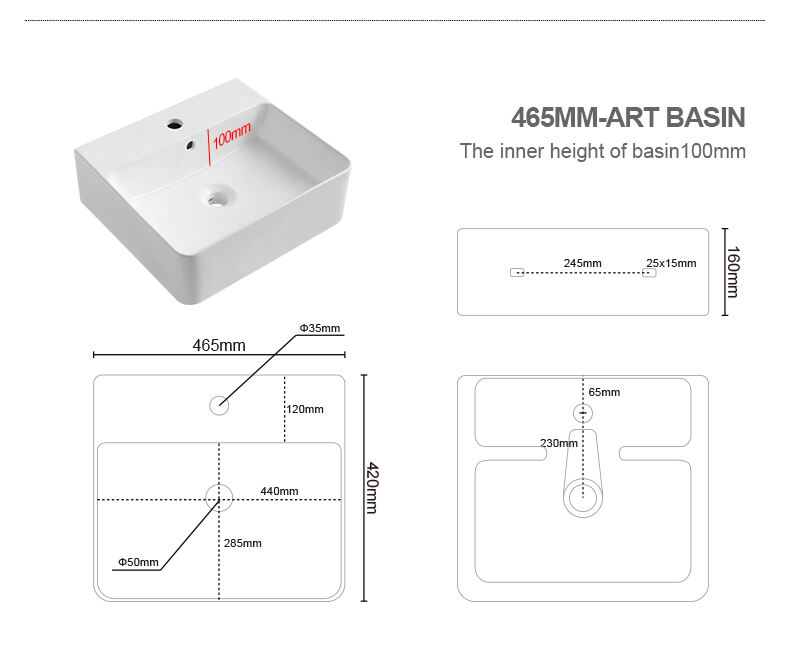 Hot Sales Ceramic Art Hand Wash Basins Rectangular Vanity Countertop Sinks For Bathroom factory