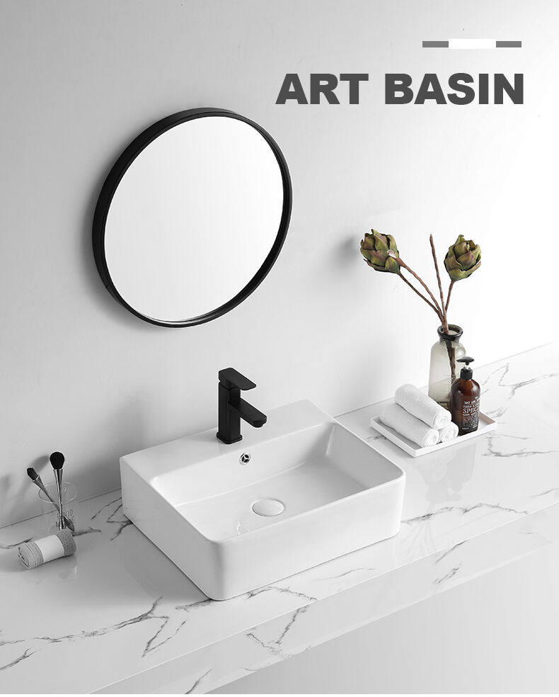 Hot Sales Ceramic Art Hand Wash Basins Rectangular Vanity Countertop Sinks For Bathroom manufacture