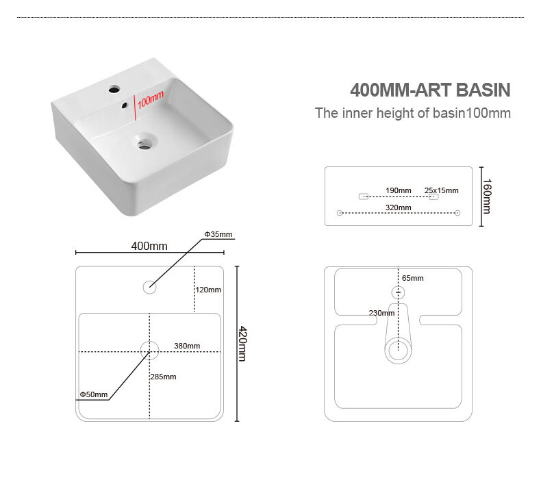 Hot Sales Ceramic Art Hand Wash Basins Rectangular Vanity Countertop Sinks For Bathroom supplier