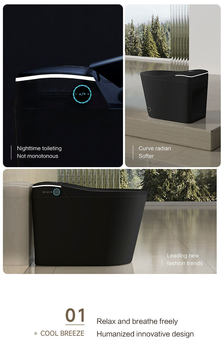 Modern Luxury Auto Sensor Flush European Bathroom Ceramic Intelligent Automatic Wc Black Smart Toilet factory