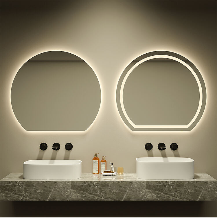 Backlit Half Circle Mirror Three Light Smart Touch Anti Fog Wall Mounted Led Bathroom Mirror manufacture