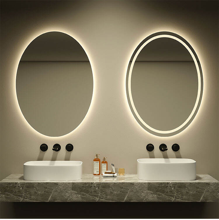 Oval Shaped Intelligent Wall Mounted Led Mirror Bathroom Front Back Light Smart Mirror factory