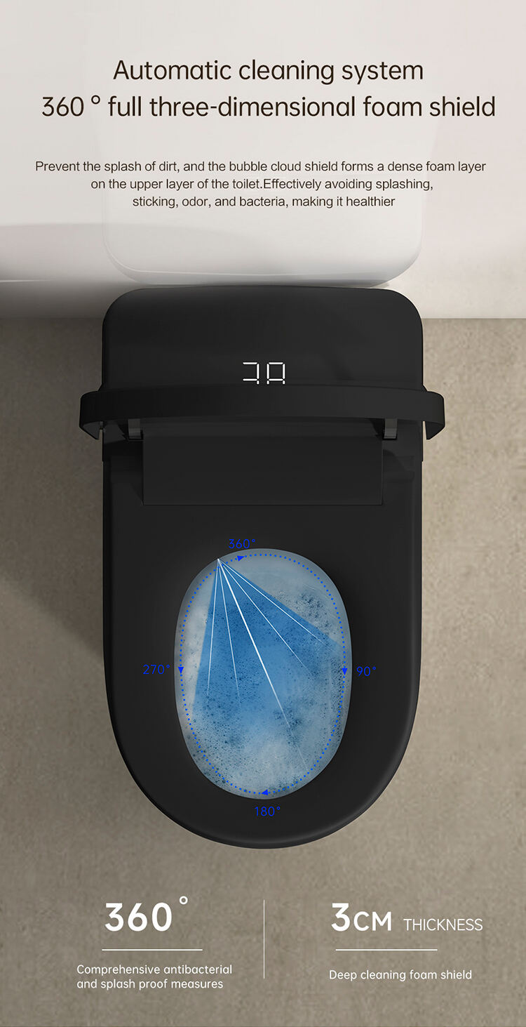 New Design Warm Heating Ceramic Automatic WC Electronic Control Intelligent Toilet Black Smart Toilet manufacture