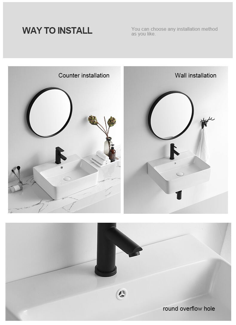 Hot Sales Ceramic Art Hand Wash Basins Rectangular Vanity Countertop Sinks For Bathroom details