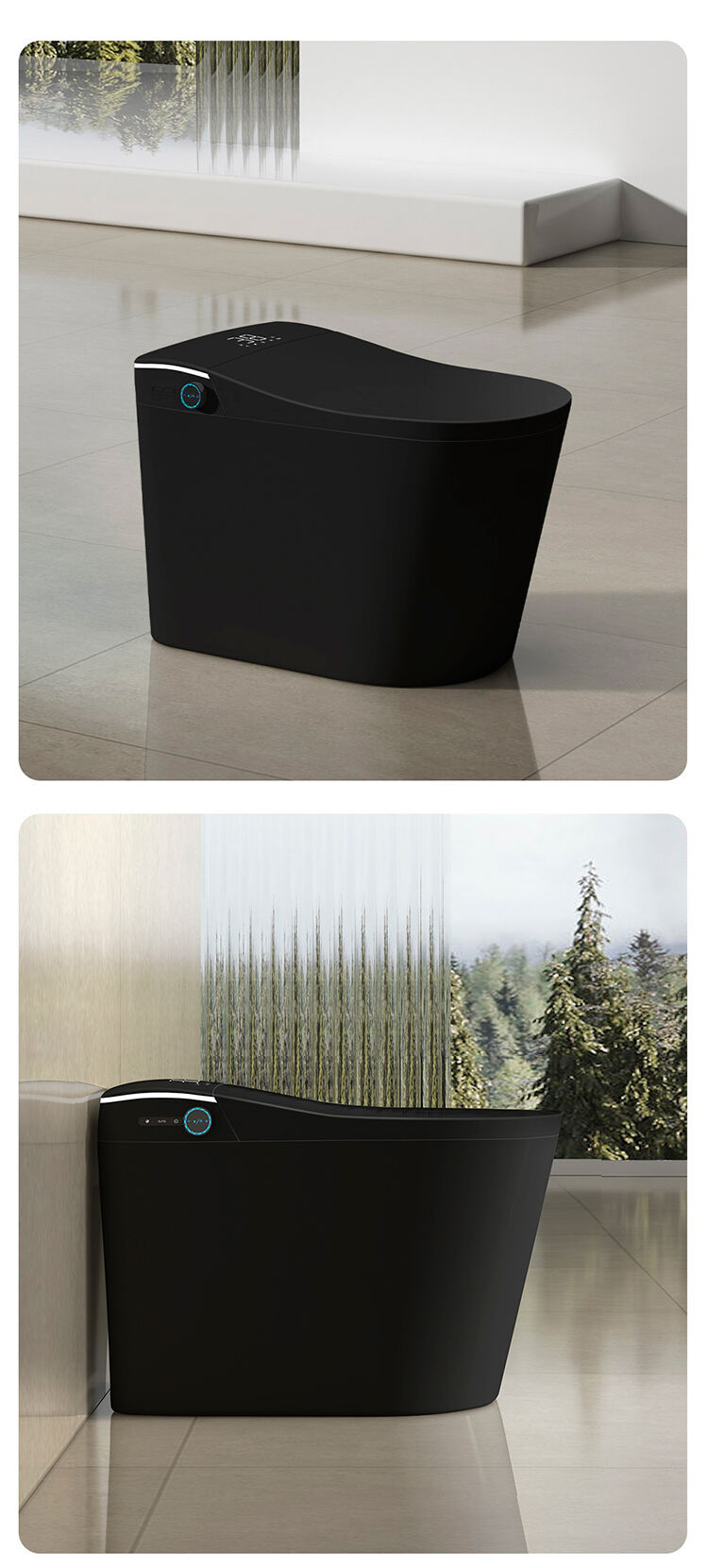 New Design Warm Heating Ceramic Automatic WC Electronic Control Intelligent Toilet Black Smart Toilet supplier