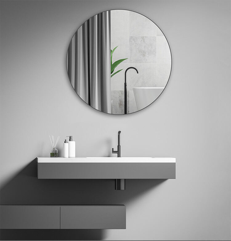 Nordic Round Gold Silver Metal Frame Toilet Mirror Wall Mounted Shower Circle Mirror For Bathroom factory