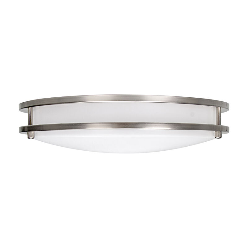 3-CCT Switchable Double Ring LED Flush Mount Ceiling Light Brushed Nickel Saturn Finish 10” 15W,12” 18W,14” 24W