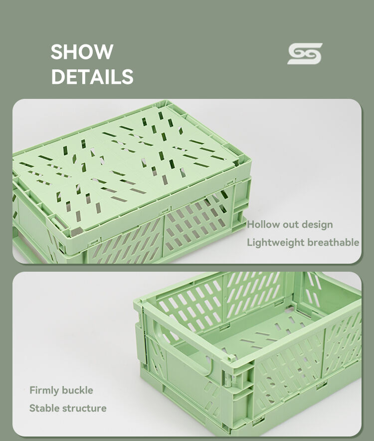 ITEM NO.5001 Wholesale Customized Large Size Desktop Stacked Organizer Home Collapsible Storage Crate Foldable Basket details