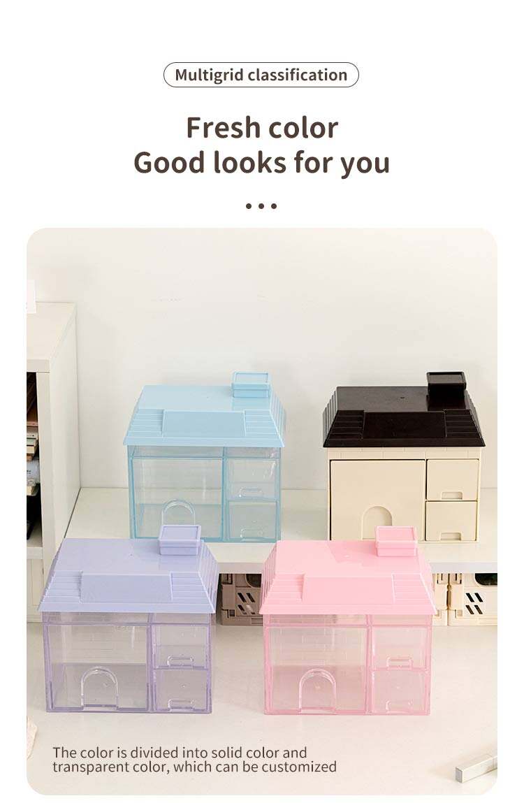 ITEM NO.5023 Multi-function Desktop Sundries Cosmetic School Supplies Multi-grid PS Plastic Storage Box With Drawer factory