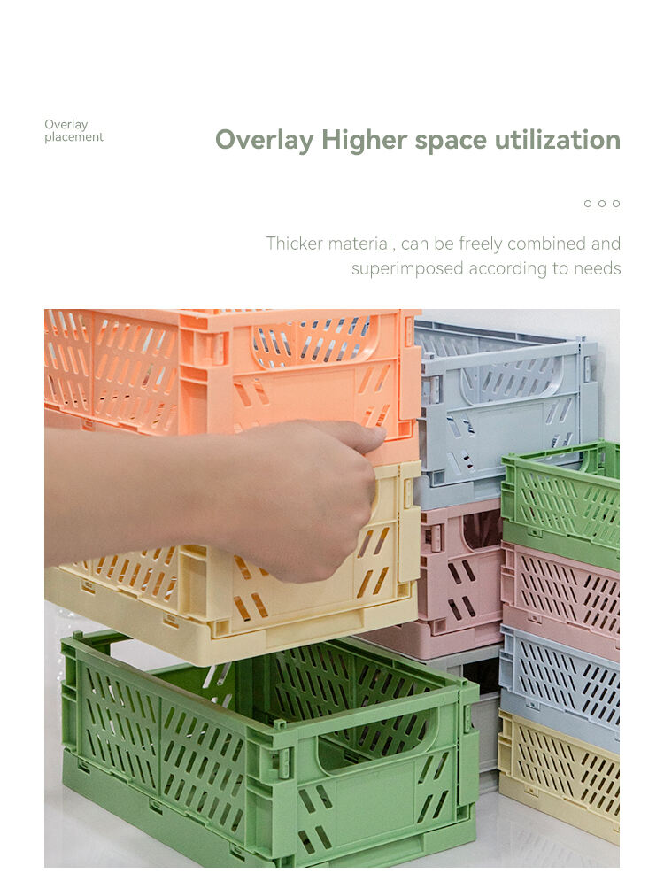 ITEM NO.5001 Wholesale Customized Large Size Desktop Stacked Organizer Home Collapsible Storage Crate Foldable Basket supplier