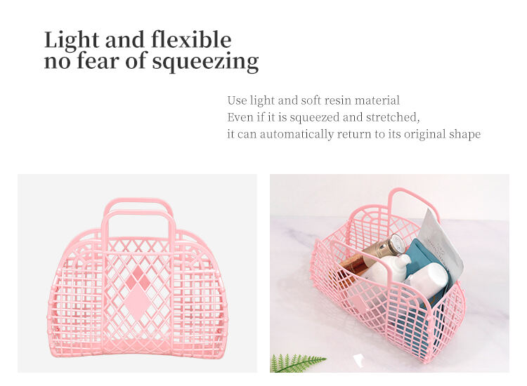 ITEM NO.2011 Small Size Personalized Nordic PE Handbag Beach Bag Storage Detachable Shopping Storage Basket Plastic Tote Bag factory