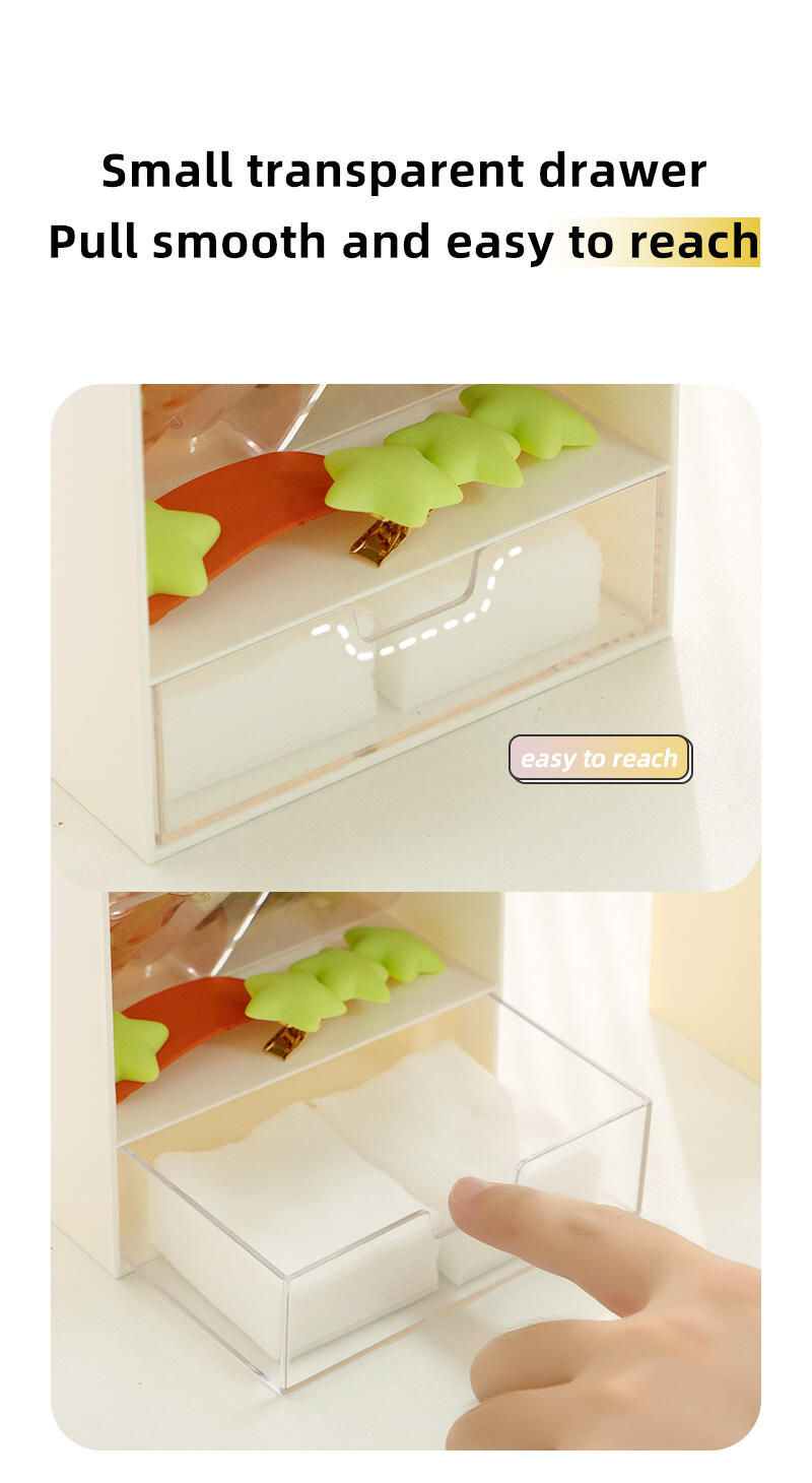 ITEM NO.5027 Plastic Adjustable Layer Height Bedroom Dresser Cosmetic Display Case Makeup Desk Organizer with drawer manufacture