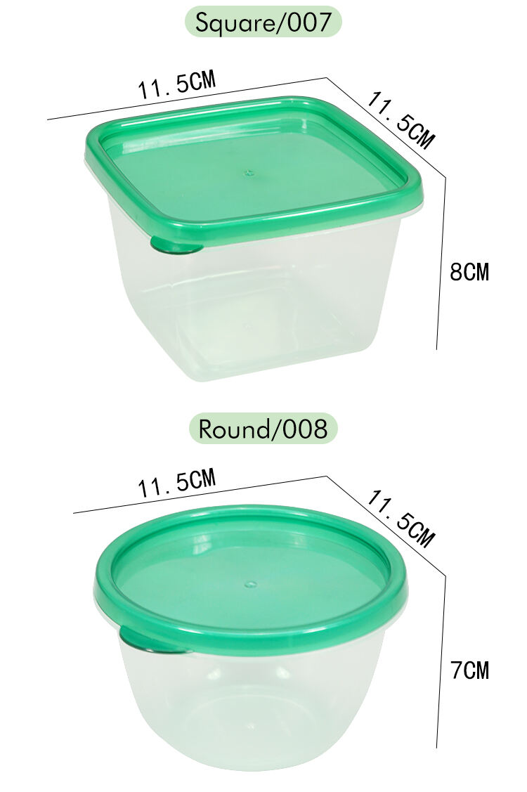 ITEM NO.008 Factory 380ml Microwave Safe Eco Friendly Round Airtight Plastic Food Crisper Storage Container for Home Kitchen Organization details