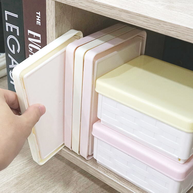 Optimize your storage with collapsible plastic boxes.