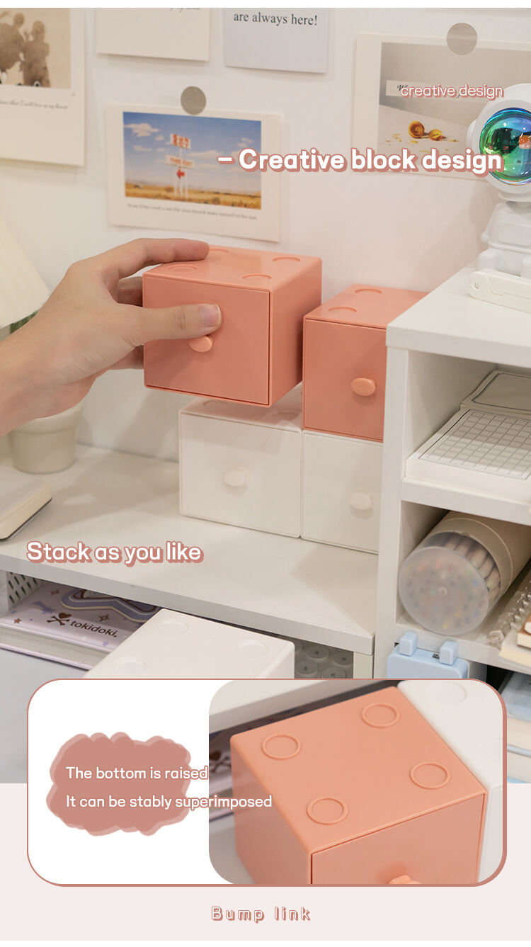 ITEM NO.5018 Desktop Building Blocks PS Plastic Square Stackable Storage Box Free Combination Cosmetic Sundries Storage Box manufacture