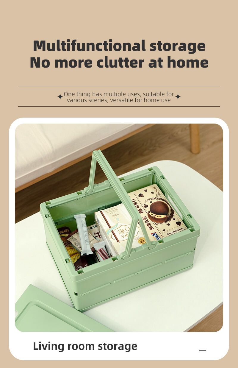 ITEM NO.8007 New Pastel Plastic Folding Storage Baskets Stackable Desktop Organizer with Handle for Home Kitchen Office Cloth factory