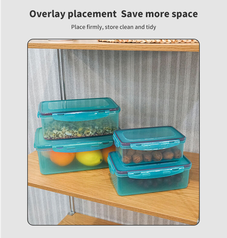 ITEM NO.327q Factory 4 Piece Rectangle Plastic Microwave Safe Airtight Leakproof Food Containers Box Set for Food Preservation details