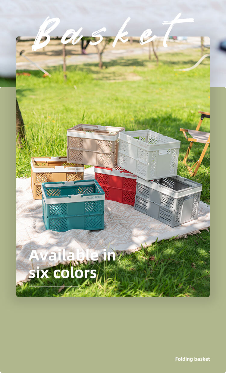 ITEM NO.7007 Factory Wholesale Large size Plastic PP folding Baskets Handle Outdoor Picnic Collapsible Storage Crates details