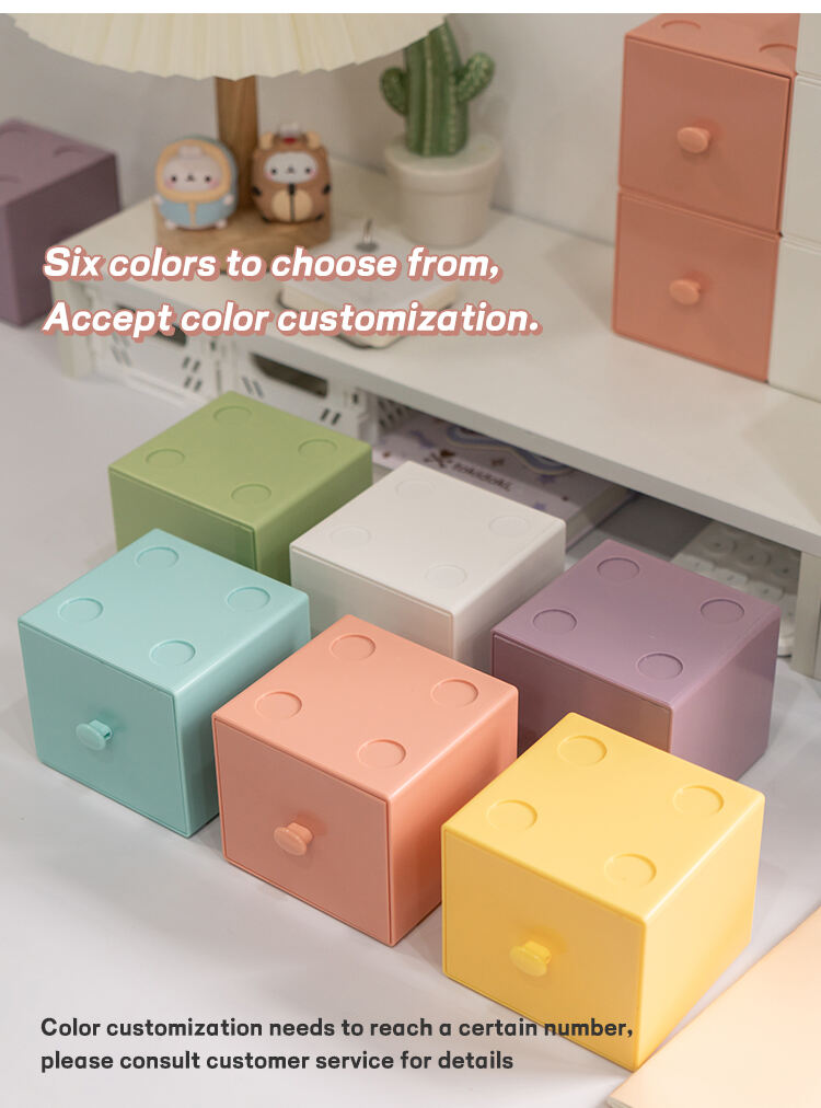 ITEM NO.5018 Desktop Building Blocks PS Plastic Square Stackable Storage Box Free Combination Cosmetic Sundries Storage Box details