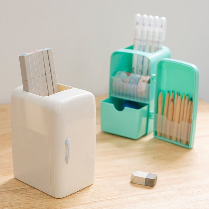 Elevate your desk aesthetic with a sleek plastic pen holder