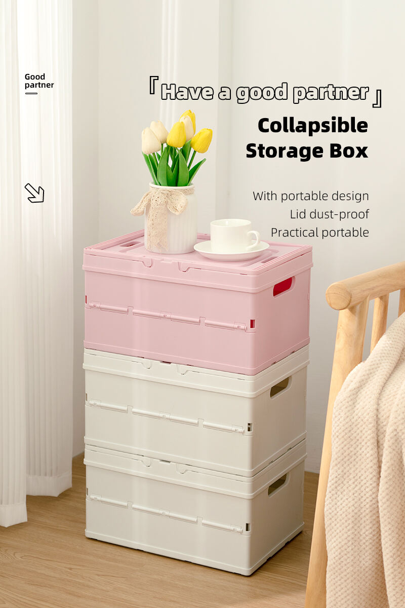 ITEM NO.8007 New Pastel Plastic Folding Storage Baskets Stackable Desktop Organizer with Handle for Home Kitchen Office Cloth supplier