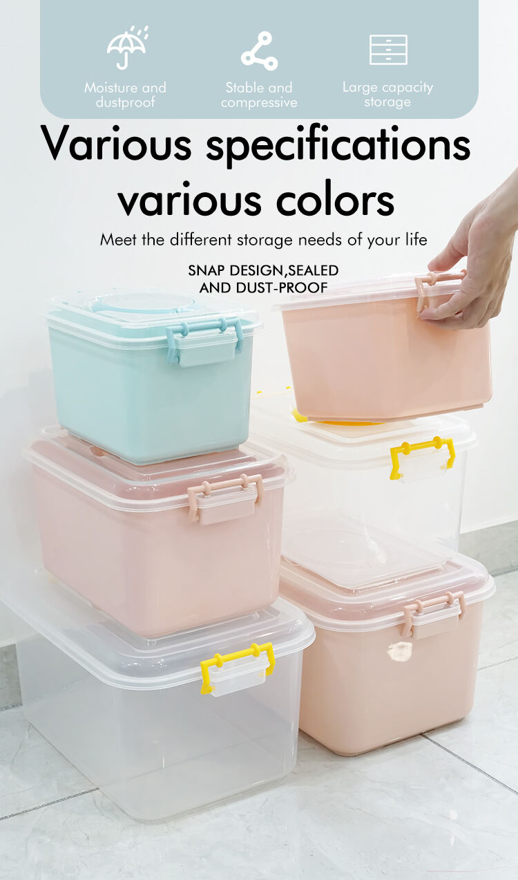 ITEM NO.3093 Factory 45 85L 14L Household Multifunctional Clothing Plastic Boxes Storage Stackable Container Box With Handle manufacture