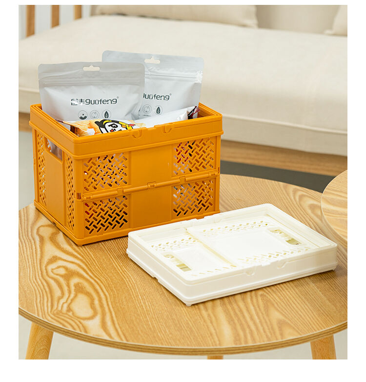 ITEM NO.7008 Medium Size Desktop Folding Storage Basket Creative Collapsible Crate Portable Shopping Basket with Handle details