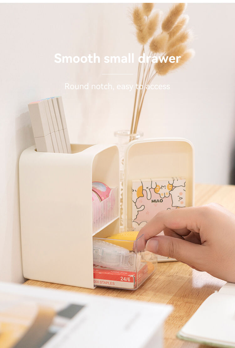 ITEM NO.5016 Unique Refrigerator Shape PS Plastic Desktop Storage Compartment Pen Holders Stationery Storage Box factory